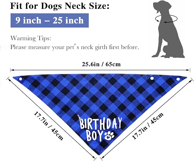 Plaid Dog Bandana with Button, Dual Layer Soft Cotton Triangle Dog Scarf Kerchief Washable Girl Boy Dog Bandanas Adjustable Accessories for Small Medium Large Extra Large Dog Puppy Pet
