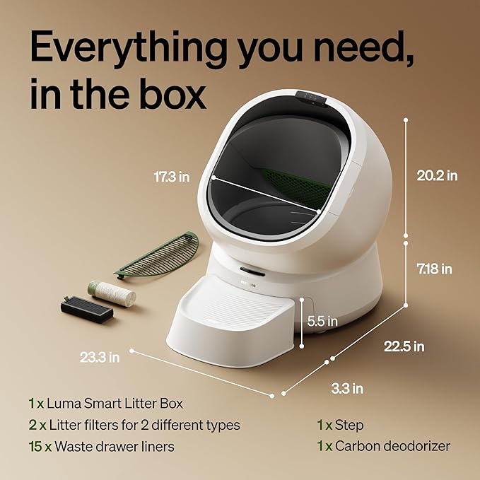 PETLIBRO Luma Automatic Cat Litter Box AI-Camera Waste Analysis, Auto Odor-Control Self Cleaning Cat Litter Box with Multi-Cats Recognition, Smart App Usage Tracking, Safety Sensors and Large Open Top