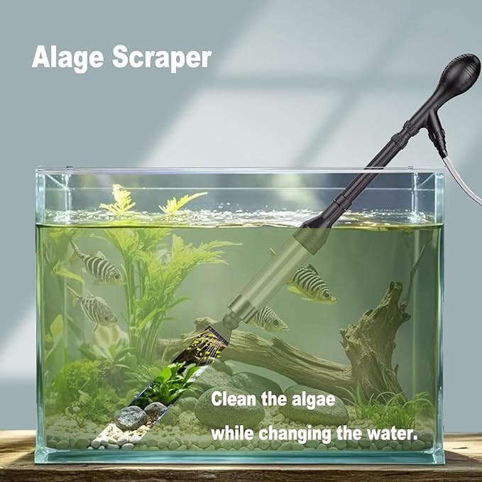 Carefree Fish Aquarium Gravel Cleaner 6Ft Hose Fish Tank Water Changer Gravel Vacuum Adjustable Length ABS(for 20~100Gal Tank)