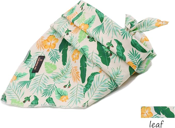 ARING PET Summer Dog Bandanas, Autumn Leaf Floral Kerchief Triangle Bibs Scarf for Puppy Small Medium Large Boy Girl Dogs Cats-L