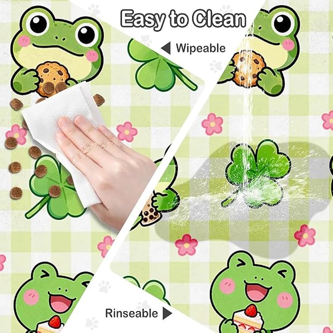 Dog Food Mat for Pet Cat Food Mat, Cute Frog Absorbent Quick Dry Dog Bowl Mats for Food and Water, Non-Slip Cat Pet Feeding Mats for Floor Placemats 12"x20"