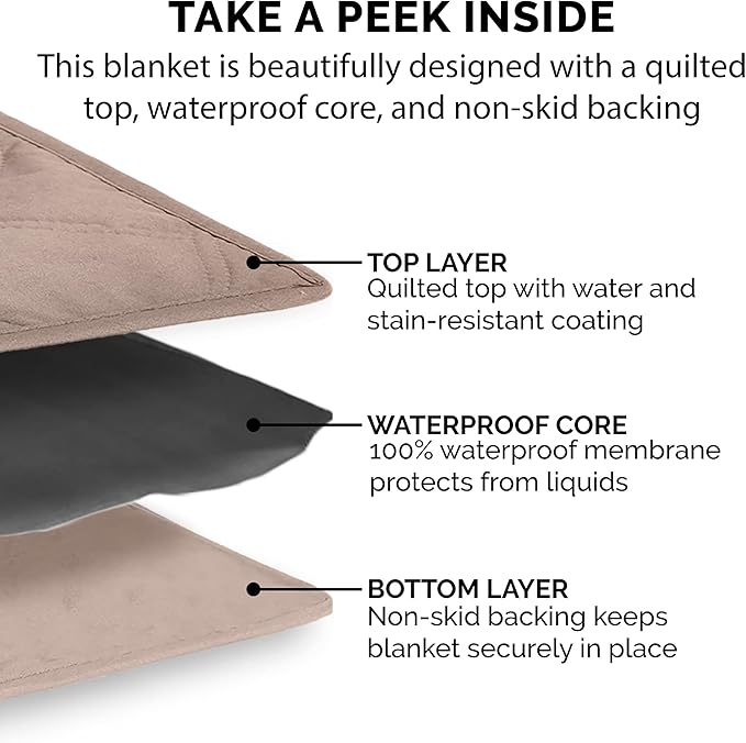 Furhaven Waterproof & Non-Slip King Size Mattress Cover Protector for Dogs & Cats, Washable, For Beds, Couches, & Car Seats - Quilted Twill Blanket Mattress Cover - Brownstone, Jumbo/King Size