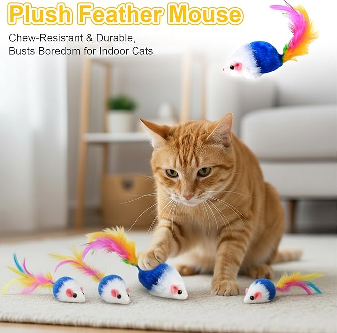 2-Pack Interactive Cat Toys Ball for indoor Cats＆Dog,Automatic Cat Toy with Smart Obstacle Avoidance & Bird Chirps ,Includes 4 Cat Spiral Spring,Cat Enrichment Toys for Indoor Cats(Red＆Yellow)