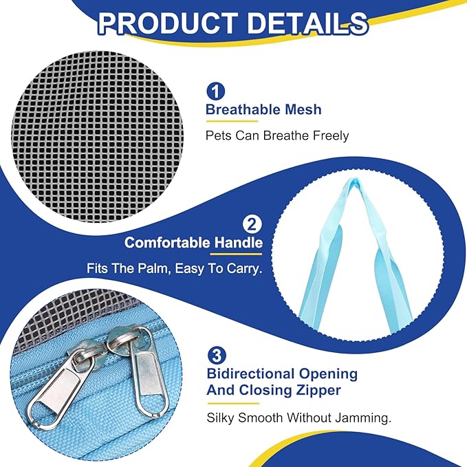 Pet Backpack Carrier, Portable and Ventilated, Oxford Cloth, Dogs Cats and Small Animals Travel Bag 16.93", (Blue, 1 Pcs), Intended for Hiking/Camping/Traveling