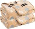 Dog Blanket Paw Bone Pattern 1 Pack 2 Super Soft Warm Flannel Sofa Cover Car Bed Protector, Urine Proof Washable Outdoor Pet Blanket for Puppy Large Dogs & Cats,60"*50" Beige