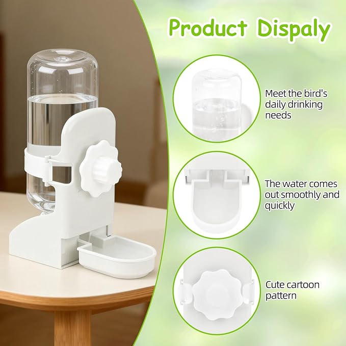 Rypet No Mess Bird Water Feeder Dispenser Set Automatic Bird Feeder Transparent Food Container Cage Acrylic Parrot Feeders Accessories for Small Birds Parrot Cockatoo Canary