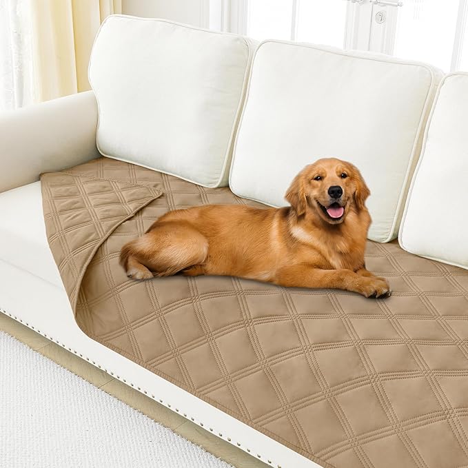 Smiry Waterproof Dog Bed Cover Blanket 40x70, Soft Reversible Pet Blanket, Washable Leakproof Cats Dogs Couch Cover for Sofa, Couch, Furniture, Camel/Camel
