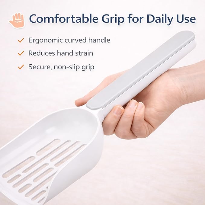 Cat Poop Scooper Cleaning Shovel, Plastic Candy Color Shovel, Ergonomic Pet Cleaning Tool, Litter Box Scooper, Large Cat Litter Scoop. (White)