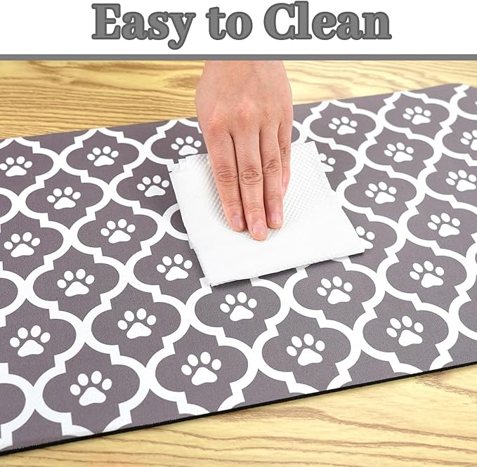 Dog Food Mat 17X30 Inch Pet Feeding Absorbent Mats for Floor Cat Water Bowl Placemats Non-Slip Washable Dog Mat for Food and Water