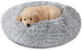 JOLLYVOGUE Calming Dog Bed Medium Size Dog, Anti-Anxiety Donut Medium Pet Bed, 27 inches Fluffy Faux Fur Round Cat Bed (Smoke Grey)