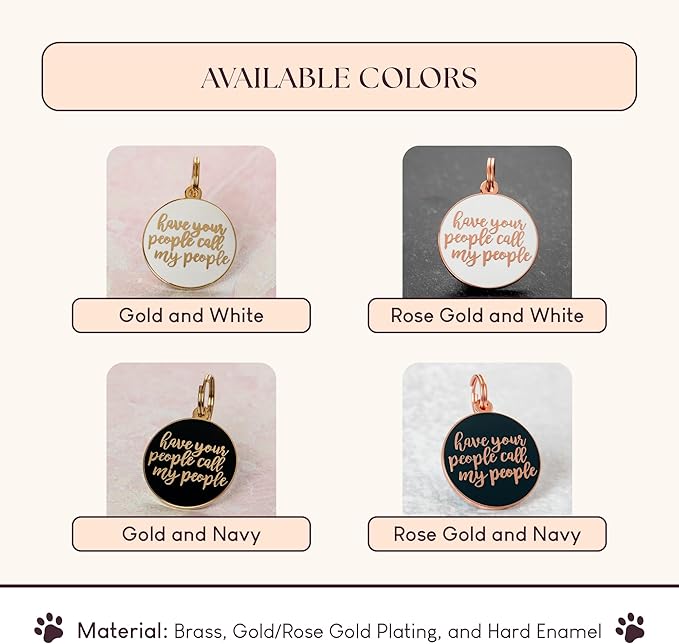 Two Tails Pet Company Personalized Dog Tags “Have Your People Call My People” Pet ID Tag - Laser Engraving, Customizable Dog Name Tag - Brass & Enamel