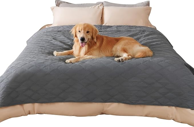 Luciphia 100% Waterproof Couch Cover Blanket for Dogs Anti-Slip Pet Couch Protector Sofa Mat Puppy Cat Blanket with Non-Slip Bottom, Grey, 82x82 Inch