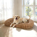 Orthopedic Dog Bed for Large Dogs, Comfort-Sided Calming Pet Bed with Breathable Memory Foam, Plush Faux Rabbit Fur & Non-Slip Bottom, Machine Washable with Carry Handle, 35"x27"x5.5", Brown