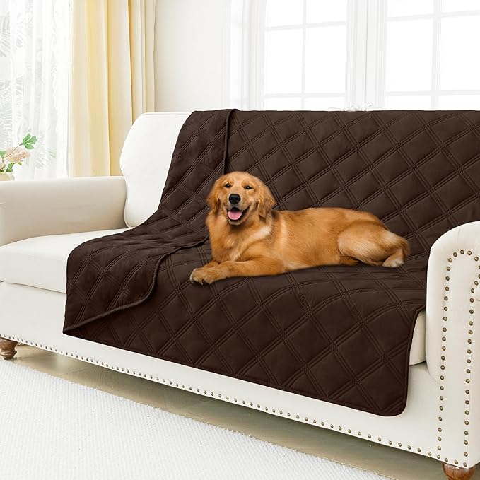 Smiry Waterproof Dog Bed Cover Blanket 68x82, Soft Reversible Pet Blanket, Washable Leakproof Cats Dogs Couch Cover for Sofa, Couch, Furniture, Chocolate/Chocolate