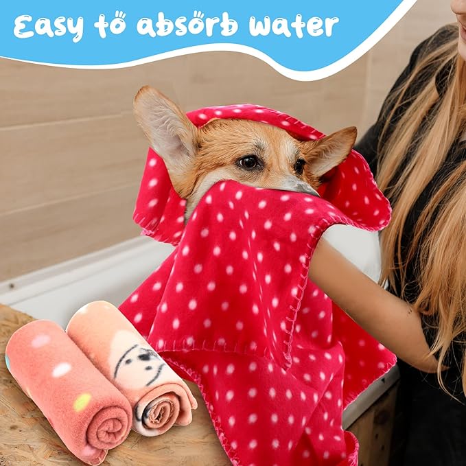 Eccliy 20 Pcs Puppy Blanket Pet Soft Fleece Dog Blankets Warm Felt Throw Sleep Mat Bed Covers for Doggie Puppy Pet Dogs Cat, 20 Styles (39 x 35 Inch,Mix)