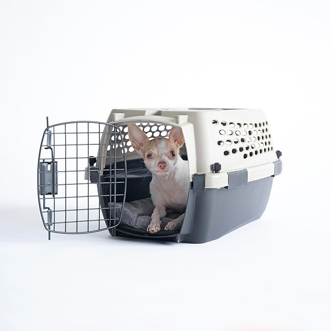 Petmate Vari Dog Kennel Portable Airline-Friendly Carriers & Crates for Small Dogs and Puppies, Durable Plastic, Pet Carrier For Home and Travel, XS Extra Small 19" For Dogs Up To 10 Lbs, Taupe