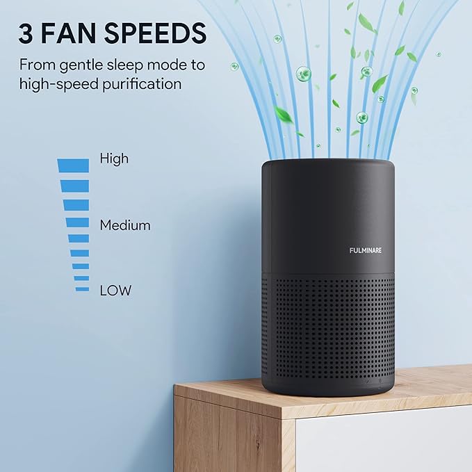 Air Purifiers for Bedroom, FULMINARE H13 True HEPA Air Filter, Quiet Air Cleaner With Night Light, Portable Small Air Purifier for Home, Office, Living Room Black