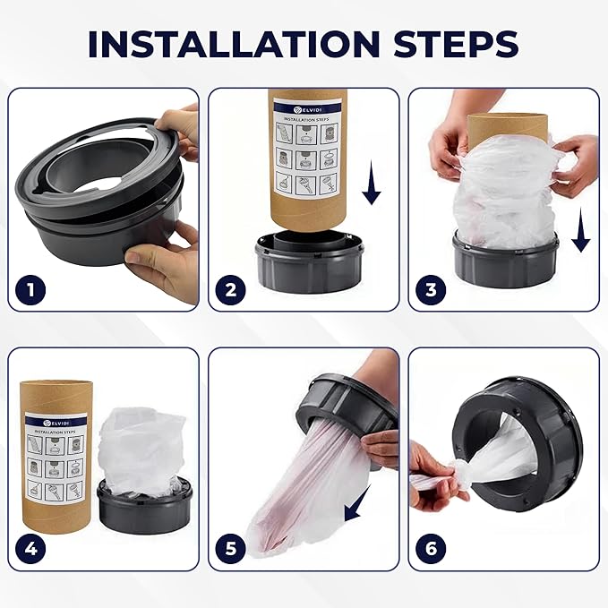 [200M Long] Diaper Pail Refill – Universal for Diaper Disposal Systems | Refill Your Empty Cassette | Fits Diaper Genie, Ubbi & More | Odor-Blocking, Leak-Proof | ELVIDI Brand