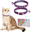 Rhinestone Cat Collar Breakaway with Bell, Diamond Cat Collar with Safety Buckle Quick Release for Girl Boy Small Kitten Pets Puppy,Cute Soft Cat Collars, Color Diamond Purple 8-10.5"
