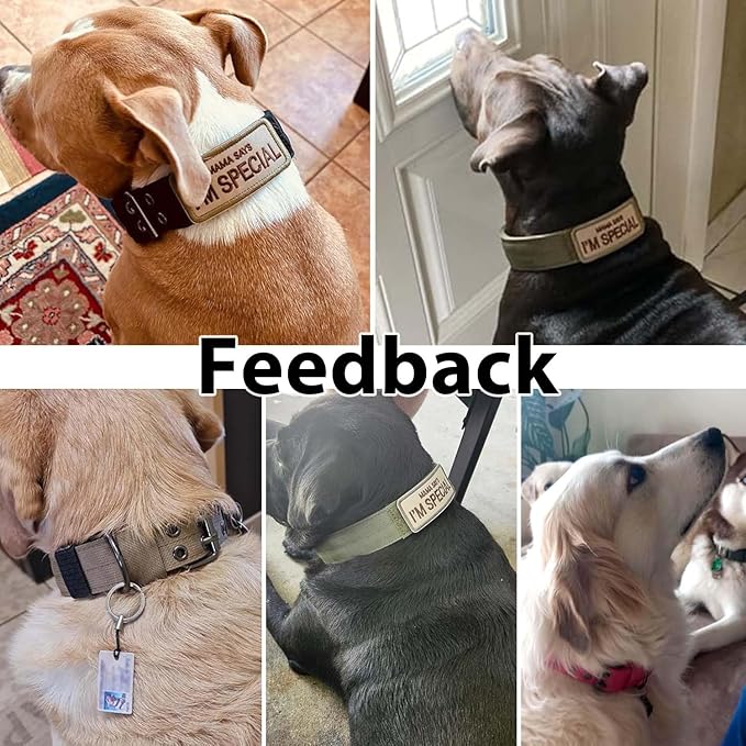Tactical Dog Collar Military Adjustable Dog Collars Soft Nylon Training Collar with Patch Heavy Duty Metal Buckle Collars for Medium Large Dogs (Light Pink, M)