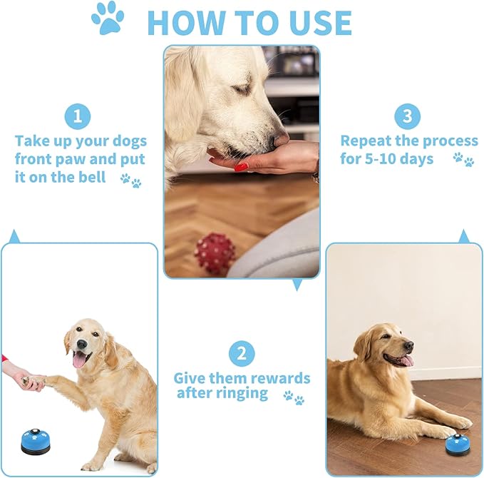 2 Pack Dog Doorbells, Pet Training Bells for Go Outside Potty Training and Communication Device Large Loud Dog Bell Cat Puppy Interactive Toys Adjustable Strap Door Bell (Light Blue)