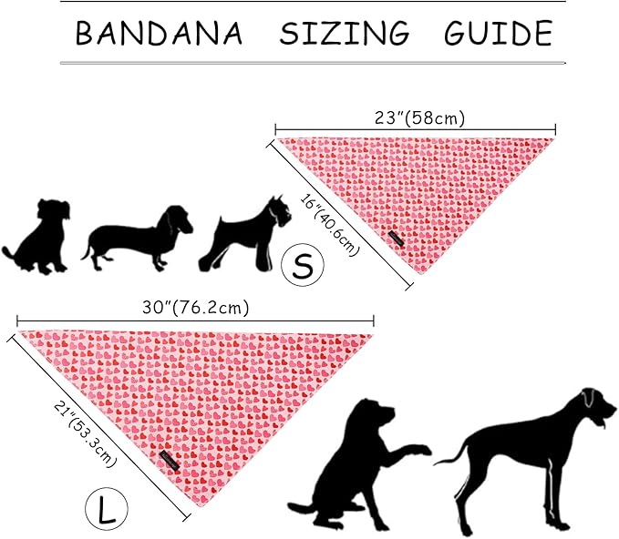 ARING PET Valentine Dog Bandana, Cute Pink Red Pink Pet Bandanas Scarf Triangle Bibs Handkerchief for Puppy Small Medium Large Boy Girl Dogs-S
