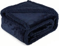Waterproof Dog Blanket for Large Dogs - Reversible Washable Pet Blanket, Soft Sherpa Fleece Furniture Protector, Cat Throw Bed Couch, Navy, 60"x80"