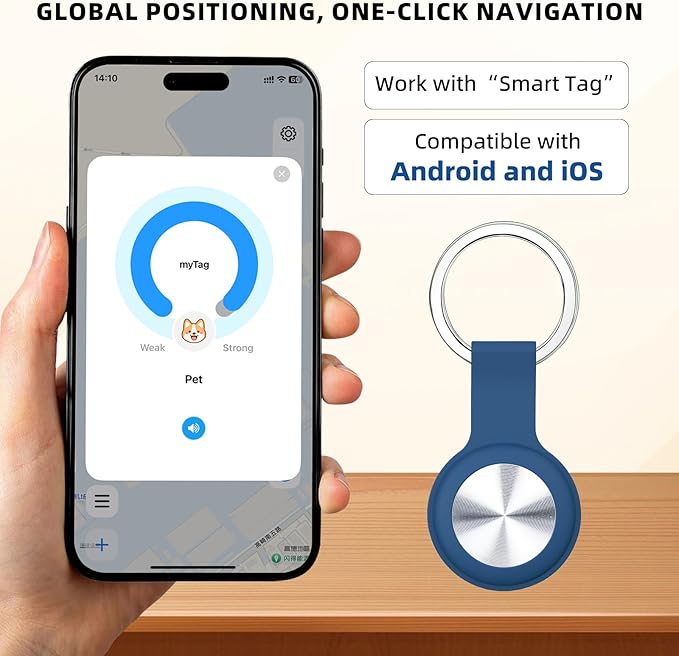Tracker for Pets and Vehicles, Smart Dog and Cat Tracker Fits with iOS & Android, Real-Time Tracking & No SIM Card, No Subscription, Portable& Long Battery Life Locator