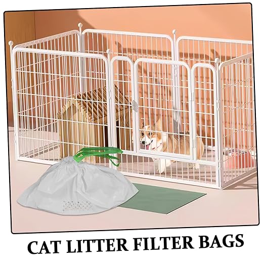 Mipcase 7pcs Cat Litter Filter Bags for Easy Cleanup Design Automatic Closing Feature for Cat Litter Boxes White