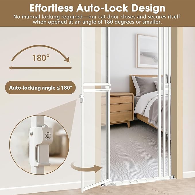 78.7" Extra Tall Cat Gate, Adjustable 27.5"-37.4" Wide Pet Proof Safety Gate, NO Drilling Pressure Mount Dog Gate, Transparent Full Door Pet Gate for Stairs/Studio/Kitchen, White