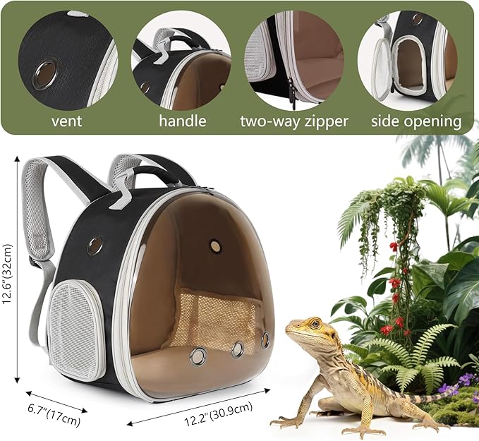 Guinea Pig Carrier, Guinea Pig Backpack with Clear Bubble Window (Black-Polarize, Backpack)