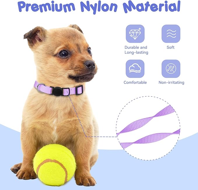 Puppy Collars for Litter,Puppy Collars for Small Puppies Soft Nylon Safety Whelping Litter Collar for Newborn Pets with Record Keeping Charts 12pcs(S)