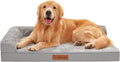 Orthopedic Dog Beds for Large Dogs, Memory Foam Dog Beds Large Sized Dogs, Washable Removable Cover, Nonskid Bottom, Waterproof, for Indoor, Outdoor, Crate ＆ Car Use, 36x27x6 Inches, Light Grey