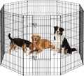 FDW 42 Inch Dog Pen 8 Panel Dog Playpen Indoor Outdoor Metal Puppy Pet Fence Portable Folding Animal Exercise Fence,Black