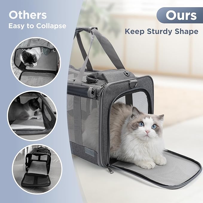 Cat Carriers Soft Grey Small Dog Carrier Airline Approved,Pets Travel Bag for Cats Puppies,Large Pocket,Breathable,Sunshine Protection Pet's Carrier Privacy Protection Outdoor Kitties Kennel