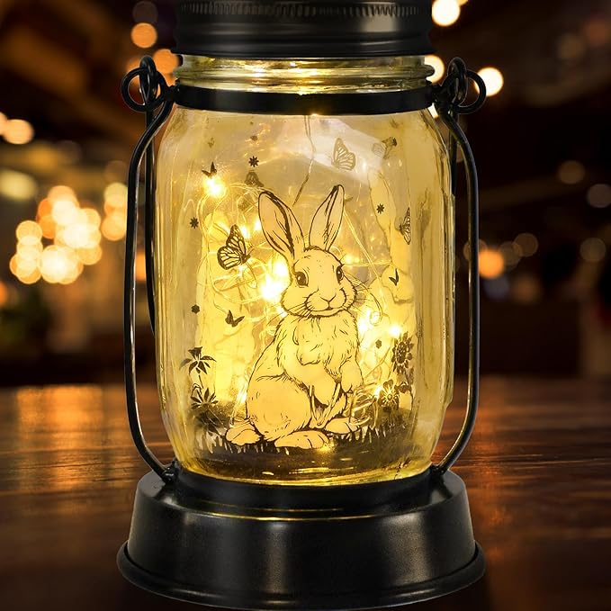 kyoryuger Bunny Gifts for Women/Men Bunny Lovers Solar Lantern Mom Birthday, Mothers Day, Animal Solar Lantern Garden Decoration Lights Outside for Yard, Patio,Backyard,Porch, Torches