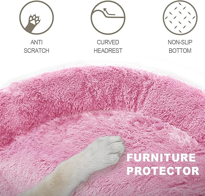 Tinaco Luxurious Calming Dogs/Cats Bed Mats, Dog Pad Washable Removable Couch Cover, Plush Long Fur Mat for Pets, Waterproof Lining, Perfect for Small, Medium and Large Dogs and Cats (Pink, 41"x37")