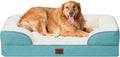 EHEYCIGA Orthopedic Dog Beds for Extra Large Dogs, Waterproof Memory Foam XL Pet Bed with Sides, Non-Slip Bottom and Egg-Crate Foam Big Dog Couch Bed with Washable Removable Cover, Turquoise Blue