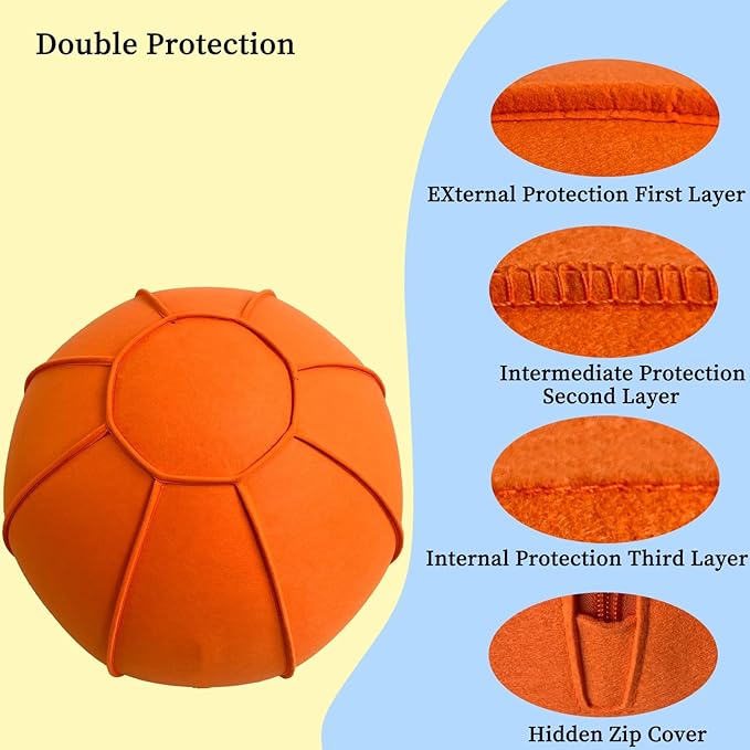 Herding Ball for Dogs, Dual Layered Herding Dog Ball Set for Australian Shepherd, Cattle, Collie, for Dog, Agility Equipment- Free Training Book (Orange, 22 inch)