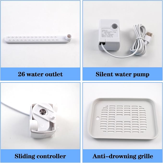 Automatic Bird Shower with Pump,Electric Bird Bath for Cage Water Circulated Indoor Parrot Bath Shower with USB Power Plug Bathwater Cycle Conure Bathtub for Parakeet Cockatiel Lovebird
