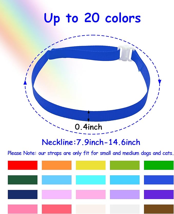 PET SHOW 100 Pack Dog Bow Tie Straps DIY Extension Strap with Adjustable Buckles 20 Colors for All Types of Small Dog Bow Ties Newborn Puppy ID Collar Charms Flowers Cat Pets Neckties Accessories