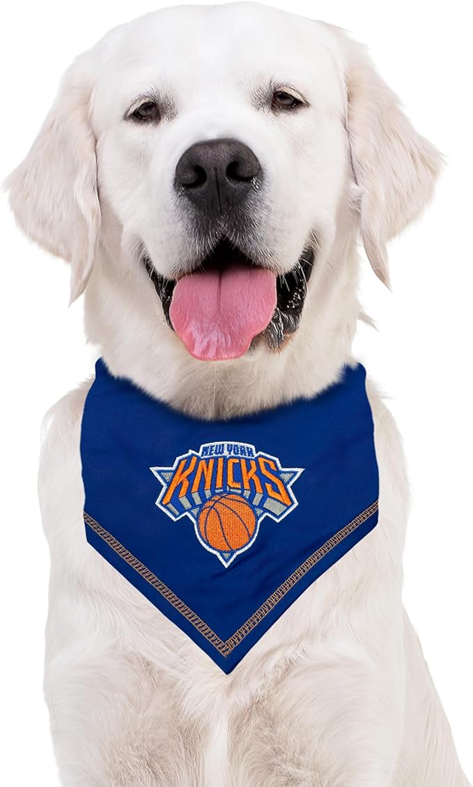 Pets First NBA New York Knicks TIE Bandana, Size Large/X-Large. Dog Bandana Scarf Bib for Pet Cat Dog. The Ultimate Game-Day, Party Bandana