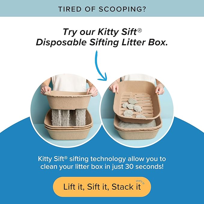 Kitty Sift FiberScoop Disposable Litter Scoop, Plastic-Free & Sustainable - Natural, One Size (Pack of 2)