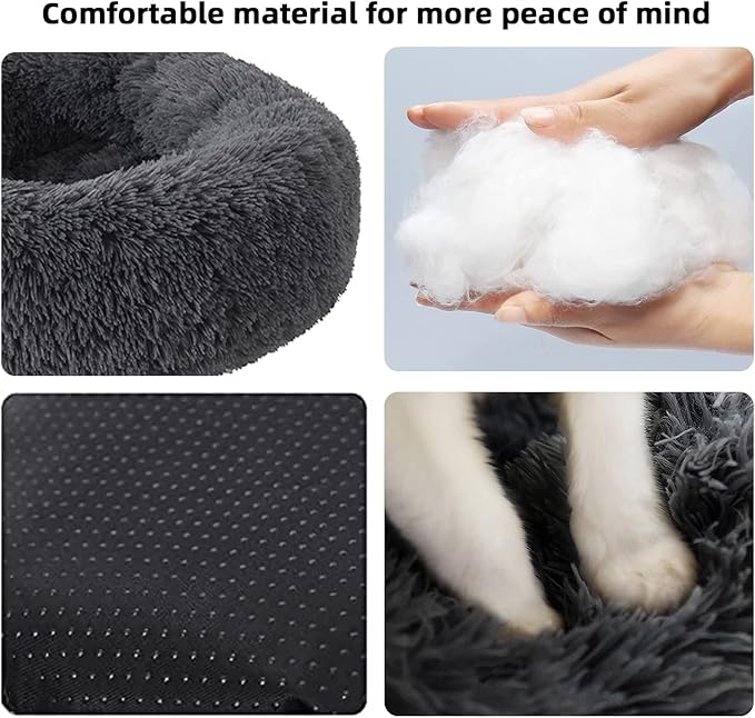 Nisrada Dog Bed for Small Medium Large Dogs, 20 inch Calming , Washable-Round Cozy Soft Pet Bed for Puppy and Kitten with Slip-Resistant Bottom