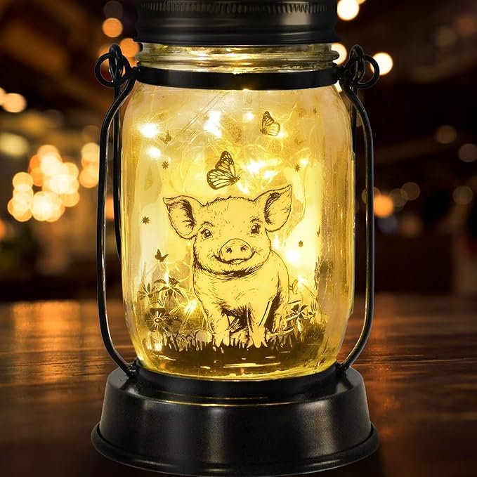 kyoryuger Pig Gifts for Women/Men/Kids Pig Lovers Animal Solar Lantern, Piglet Animal, Solar Garden Decoration, Night Light Room Decor Farm Piglet Present Yard, Patio,Backyard,Porch, Torches