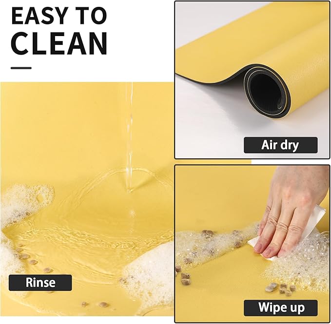 Dog Food Mat - Absorbent Cat Mat for Food and Water, No Stains Pet Feeding Bowl Mat, Easy to Clean Pet Placemats, Quick Dry Dog Water Dispenser Mat for Messy Drinkers | Yellow 12"x 19"