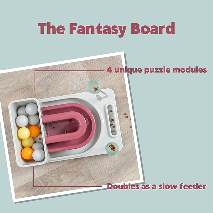 TRIXIE Cat Activity Fantasy Board Strategy Game – 4-Module Puzzle Toy for Mental Stimulation – Interactive Cat Toy for Indoor Cats – Berry/Gray, 8.25 x 13.25 x 4 in