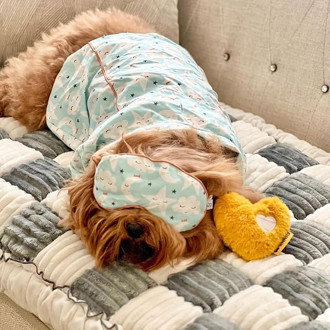 FUNNY FUZZY Pet Couch Covers for Sofa, Couch Covers for Dogs Washable Dog Couch Cover Protector Cream-Colored Furniture Sofa Covers for Dog Handmade Pure Cotton Pet Bed Mat (Grayish Blue, 27.6"×70.9")