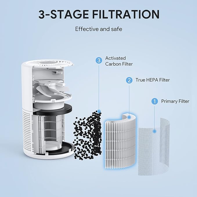 Air Purifiers for Bedroom, FULMINARE H13 True HEPA Air Filter, Quiet Air Cleaner With Night Light, Portable Small Air Purifier for Home, Office, Living Room