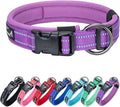 EXCELLENT ELITE SPANKER Reflective Dog Collar Classic Soft Padded Breathable Nylon Adjustable Pet Collar with Quick Release Buckle for Boy Girl Male Female Small Medium Large Dogs Training(Purple-XL,)
